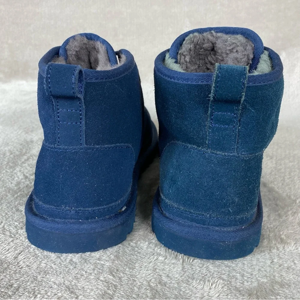 UGG Neumel Boots Mens Size 9 Blue Suede Shearling Chukka Ankle Lace Up